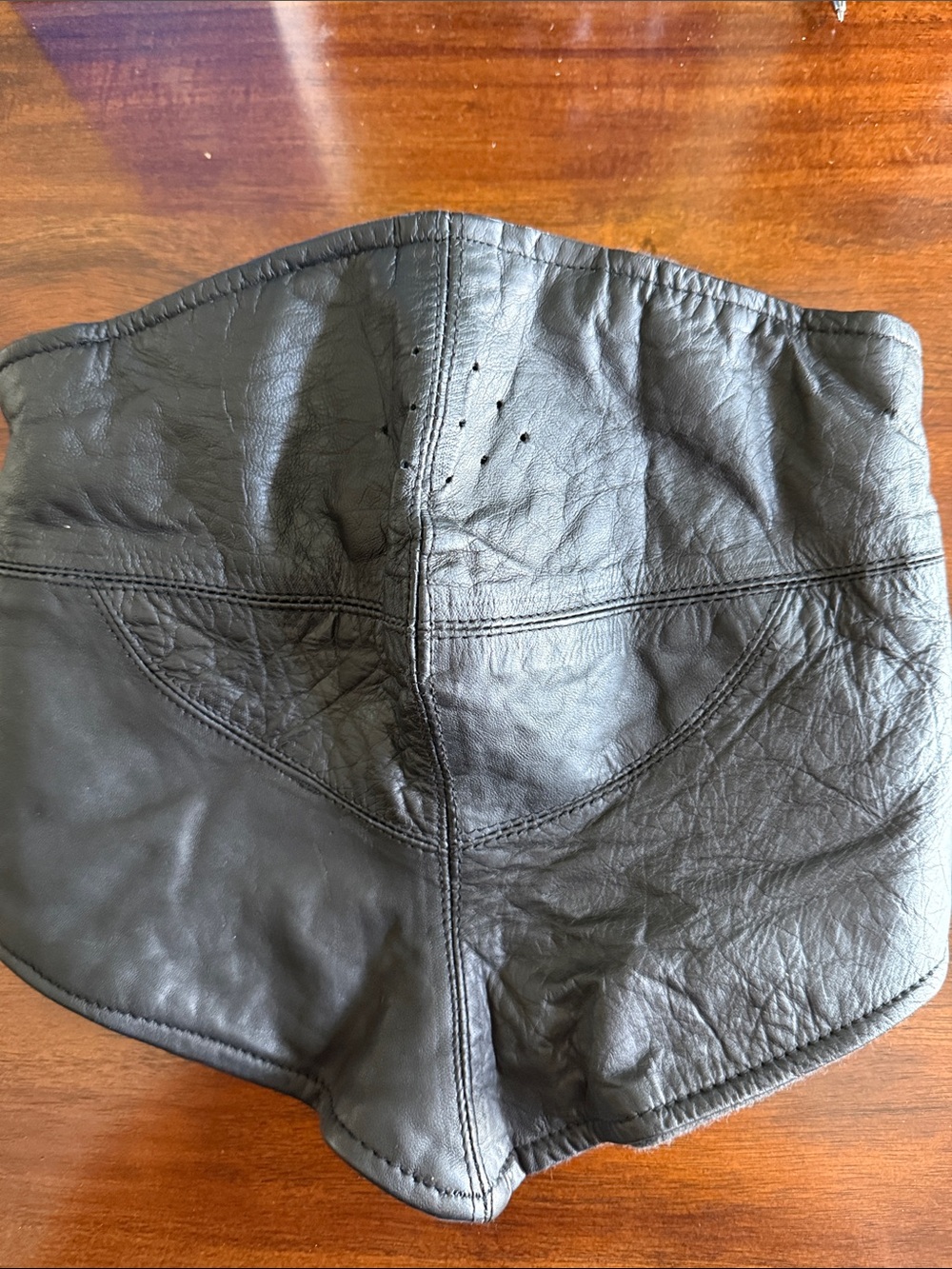Men's Black Leather Face Mask - Classic Protective Accessory